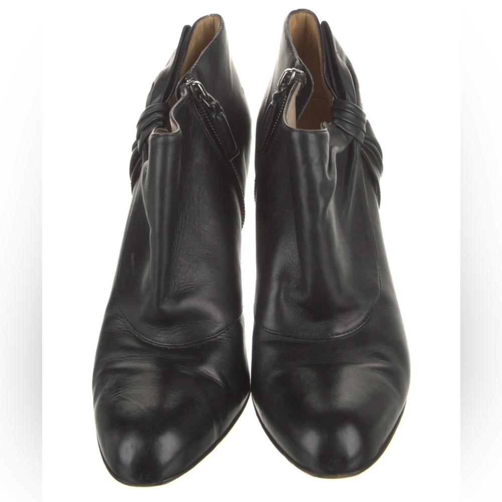 Valentino Garavani Black Leather Bow Accents High Heeled Ankle Booties Size 38 - Picture 3 of 13